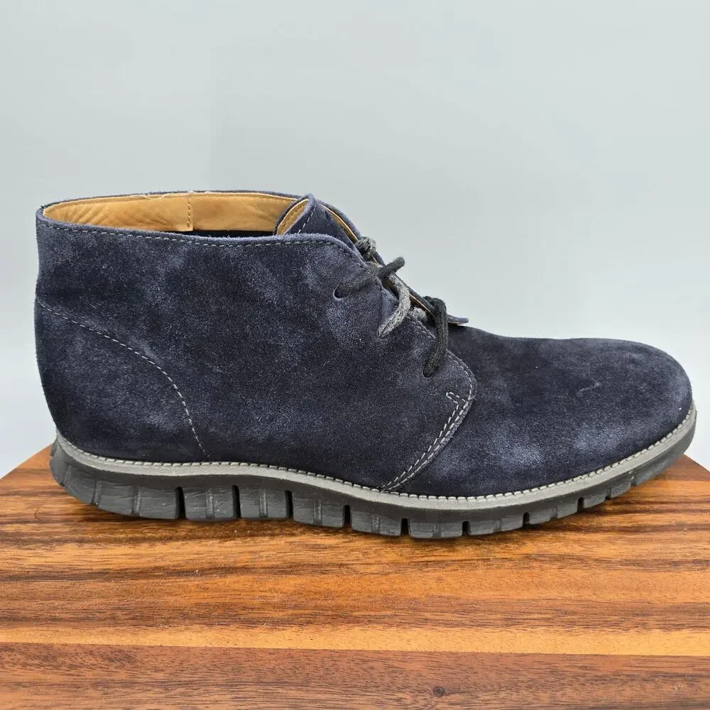 Cole Haan Zerogrand Chukka Boots Mens 11 M Blue Suede Leather Ankle Casual